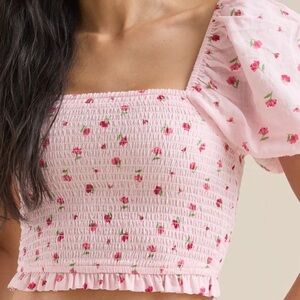 Altar'd State Morgan Pink Floral Smocked Top NWT